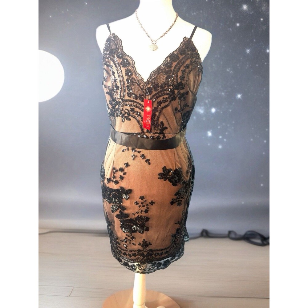 Sheer black lace cocktail dress holiday party coquette whimsigoth